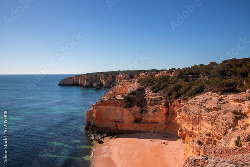 Landscape of the rocky coast in the Portimao area - Portugal