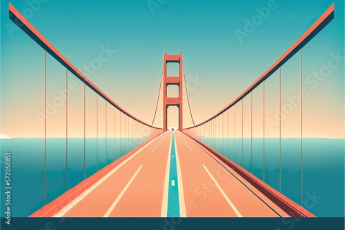 Bridge flat illustration created with Generative AI 