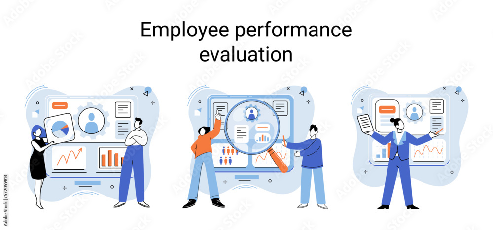Employee performance evoluation, analysis of effectiveness of professional activity scenes set. Establishing level of compliance of characteristics of an employee with requirements of position held