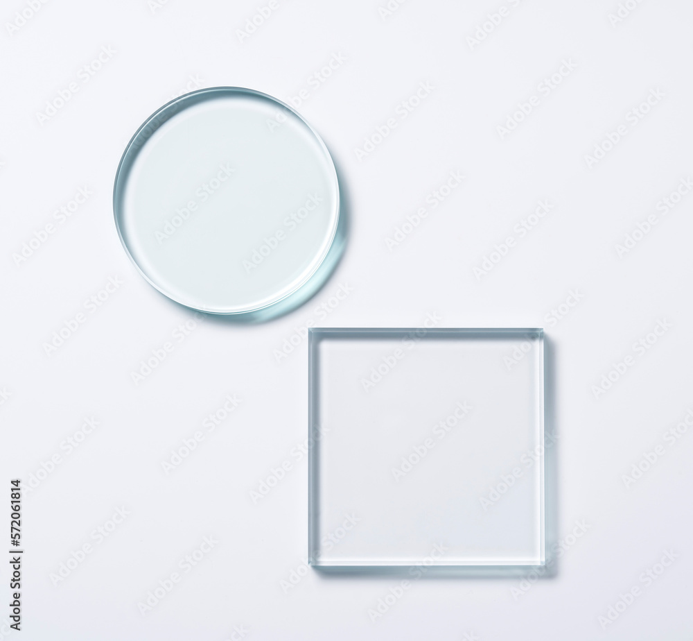 lass round and square shapes on a light background. lass round and square shapes on a light background.