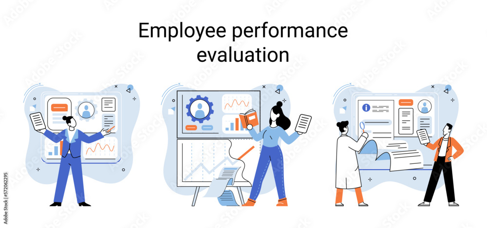 Employee performance evoluation, analysis of effectiveness of professional activity scenes set. Establishing level of compliance of characteristics of an employee with requirements of position held