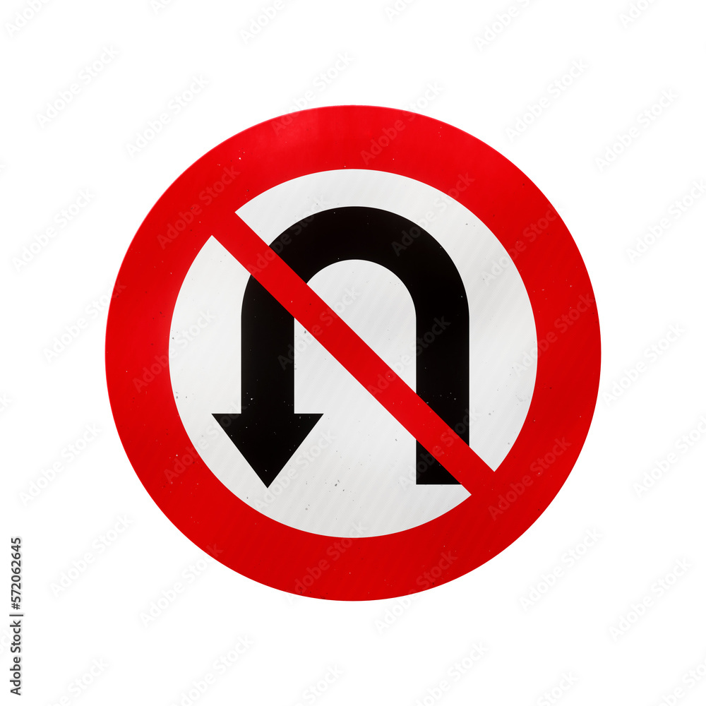 No U-turn European road sign isolated on transparent background. 3D rendering No U-turn European road sign isolated on transparent background. 3D rendering