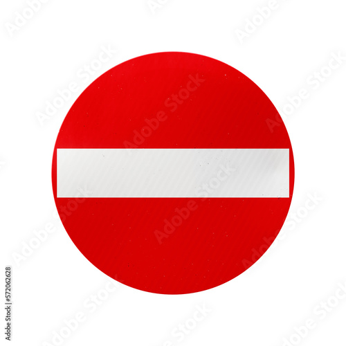 No entry European road sign isolated on transparent background. 3D rendering