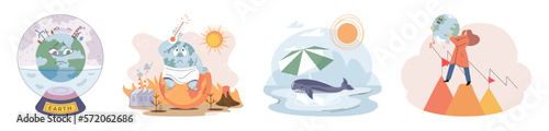 Climate change weather global greenhouse warming risks metaphor concept. Save planet. Compared planet with renewable eco resources consumption global warmings burning alternative. Environment Day