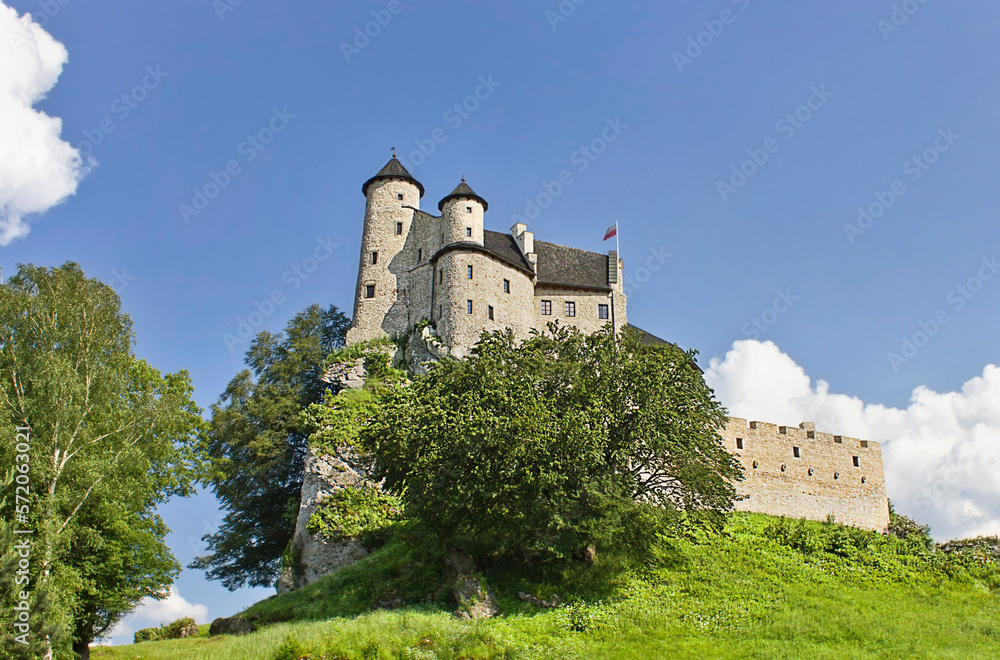 Bobolice medieval castle from the 14th century. Eagle's Nest Trail  in  Poland