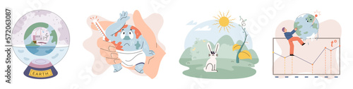 Climate change weather global greenhouse warming risks metaphor concept. Save planet. Compared planet with renewable eco resources consumption global warmings burning alternative. Environment Day