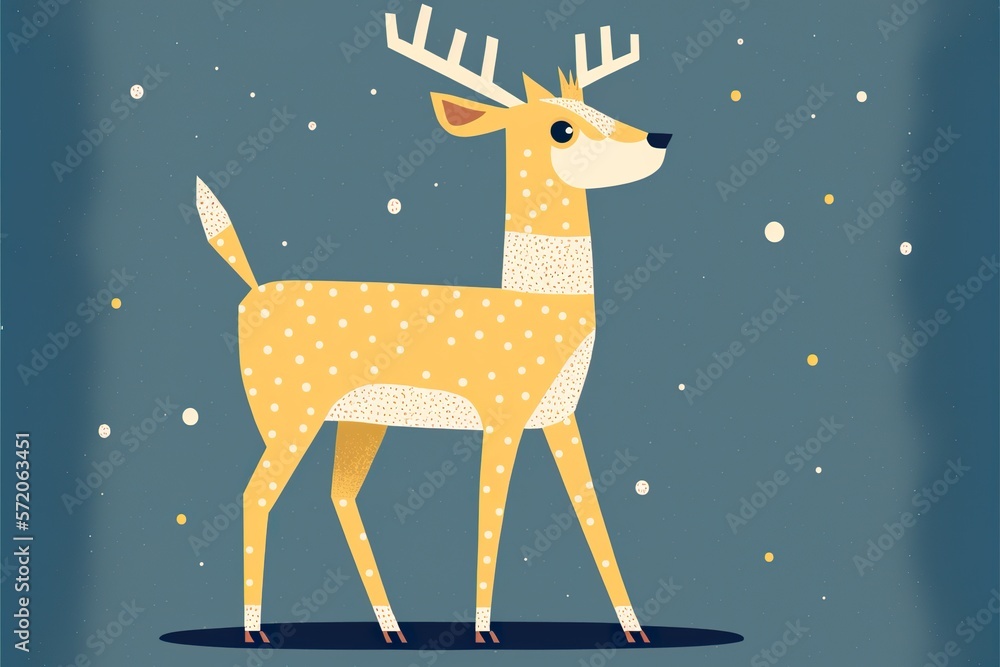 Cute deer flat illustration created with Generative AI 
