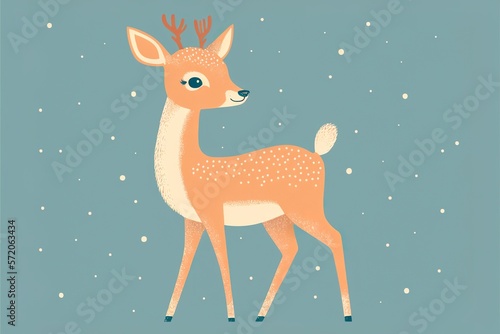 Cute deer flat illustration created with Generative AI  photo