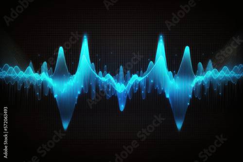 Blue neon equalizer. Illustration AI Generative