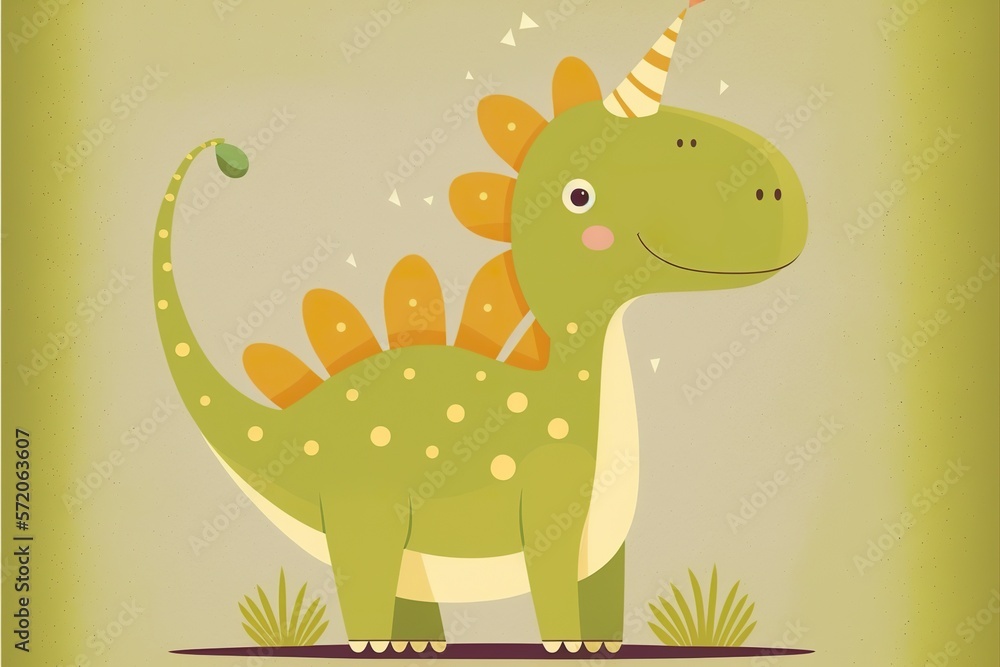 Fototapeta premium Cute dinosaur created with Generative AI 