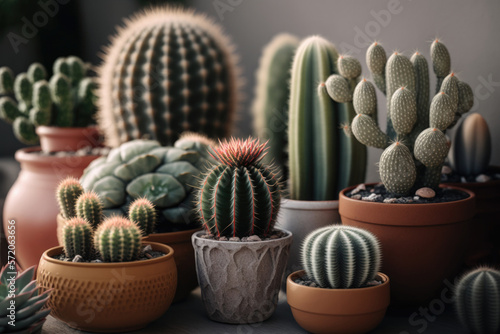 Green Cacti Collection. Illustration Generative AI