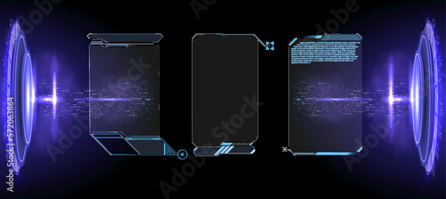 Collection of modern abstract posters in acid style. Digital design elements hud style. Trendy 2022 shapes in cyberpunk style. 