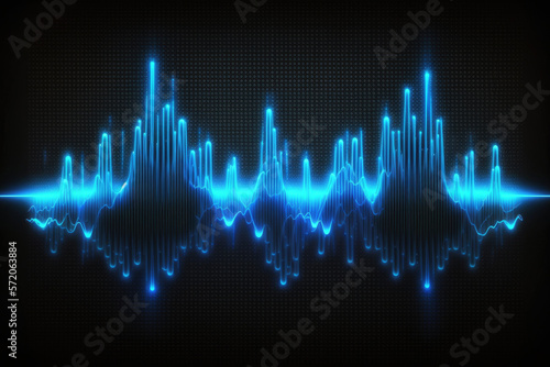 Blue neon equalizer. Illustration AI Generative