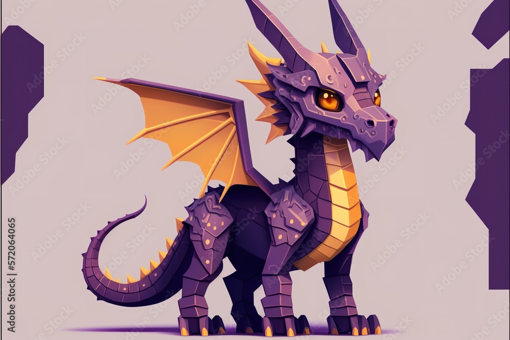 Dragon flat illustration created with Generative AI 