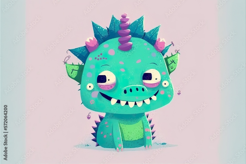 Dragon flat illustration created with Generative AI Dragon flat illustration created with Generative AI