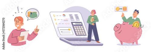 Successful businessman hold piggybank collect dollar coins for good financial investment. Happy person receive profit or income in piggy bank from savings. Invest, finance concept. Personal budget