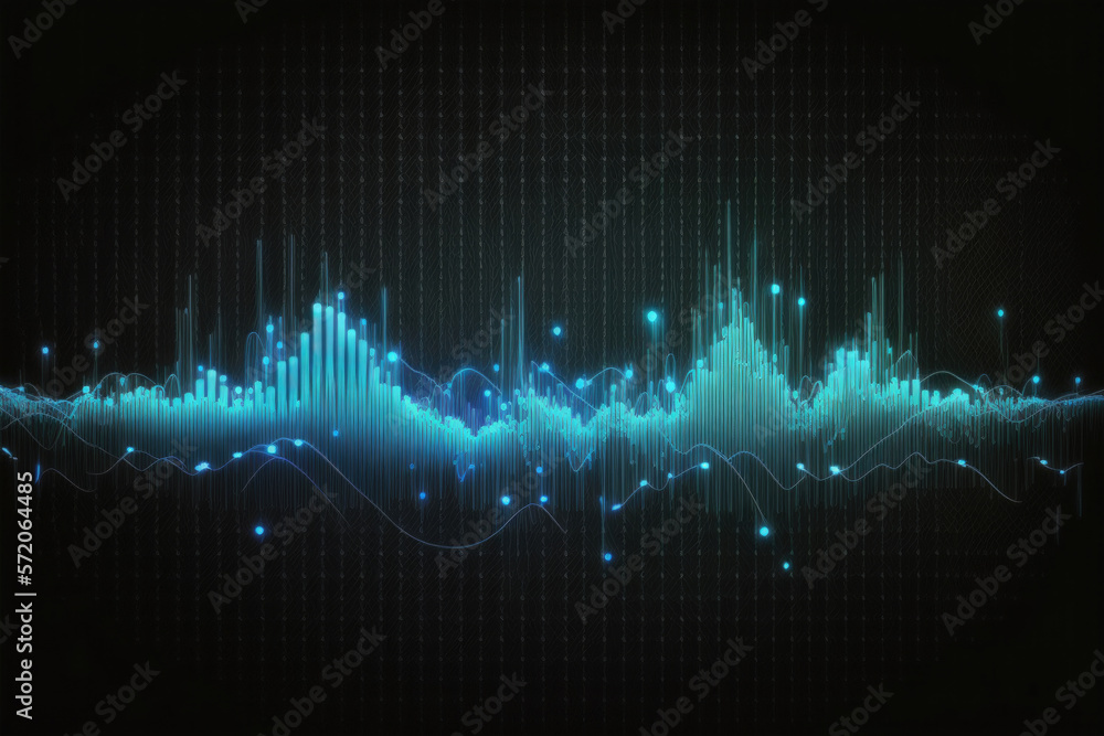 Fototapeta premium Blue neon equalizer. Illustration AI Generative