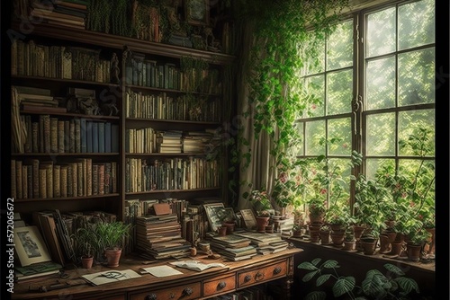 Greenhouse library created with Generative AI  photo