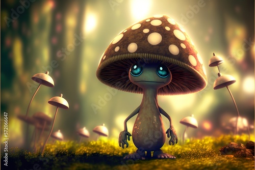 Alien mushroom fictional character created with Generative AI 