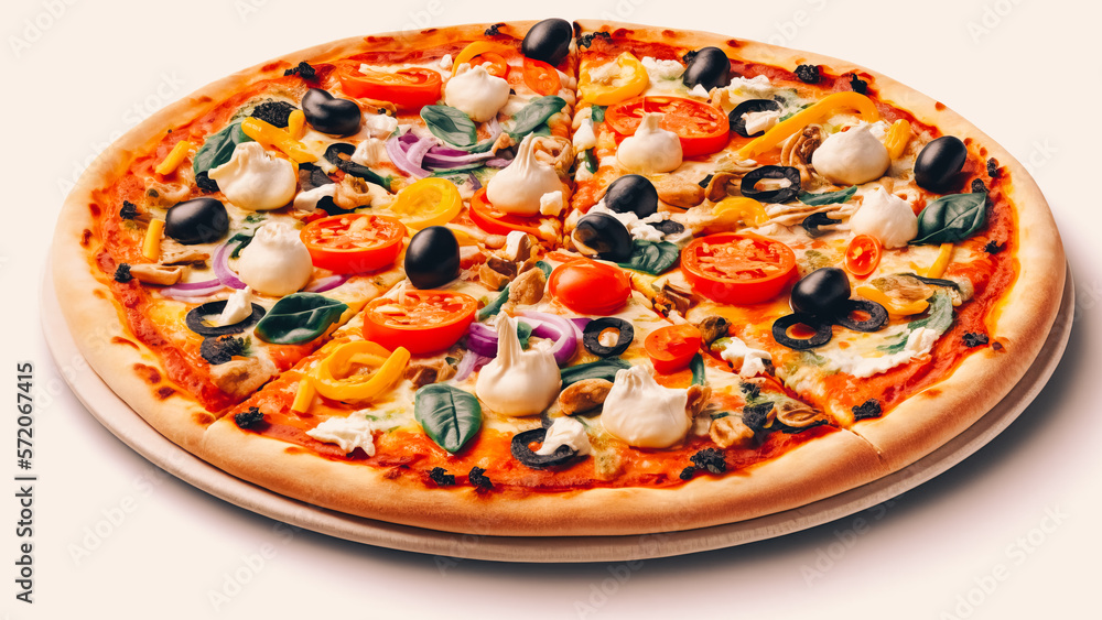 Delicious vegetarian pizza with champignon Delicious vegetarian pizza with champignon