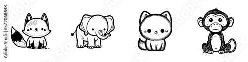 A set of 4 cute animals
