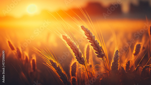 Wheat field at sunset composition