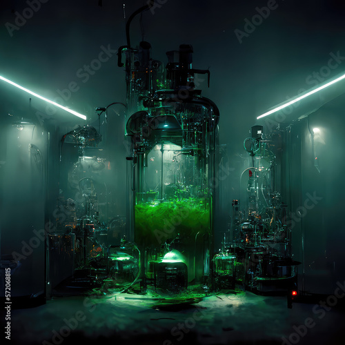 Futuristic Green Goop in Laboratory Vat, Generative AI