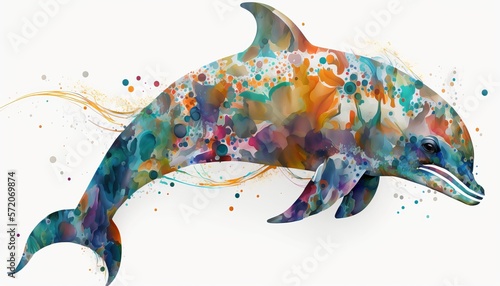 Abstract dolphin. Isolated on a white background. Generated AI photo