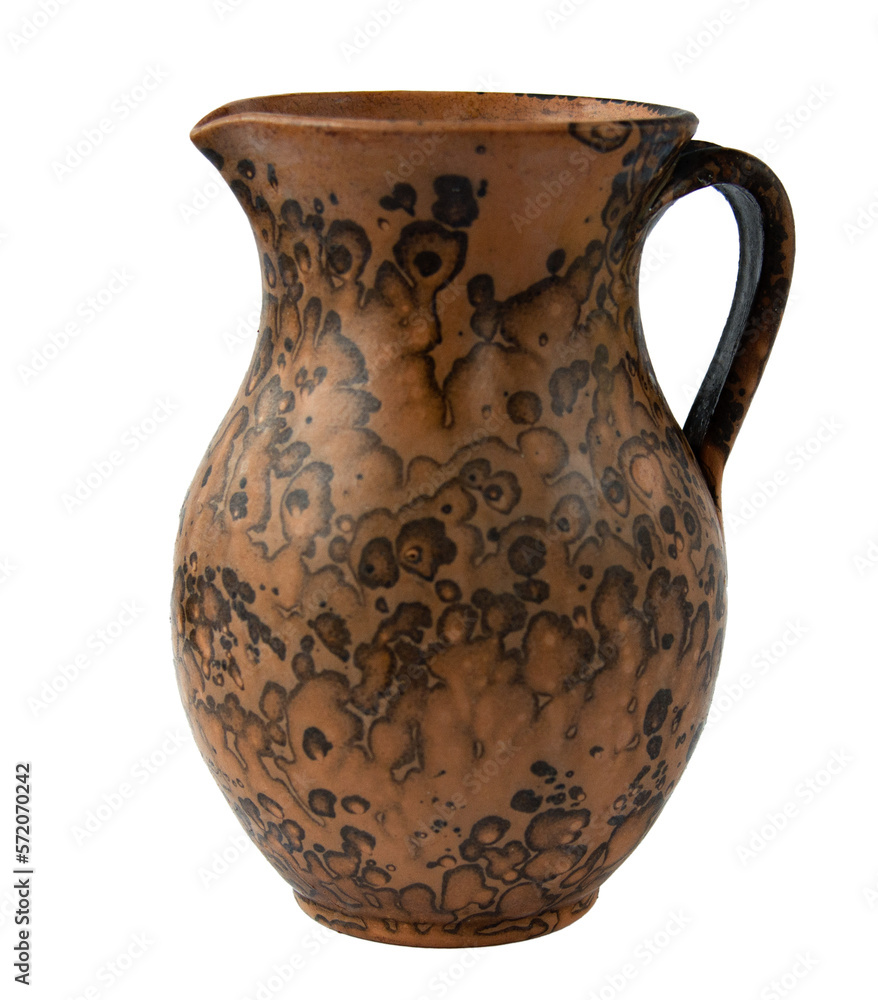 Ceramics, pottery on a potter's wheel. Clay pitcher with a beautiful natural pattern Ceramics, pottery on a potter's wheel. Clay pitcher with a beautiful natural pattern