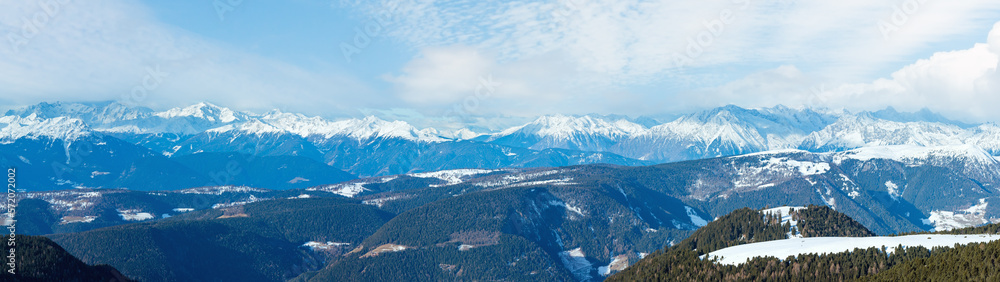 Beautiful winter mountain panorama (Rittner Horn, Italy)
