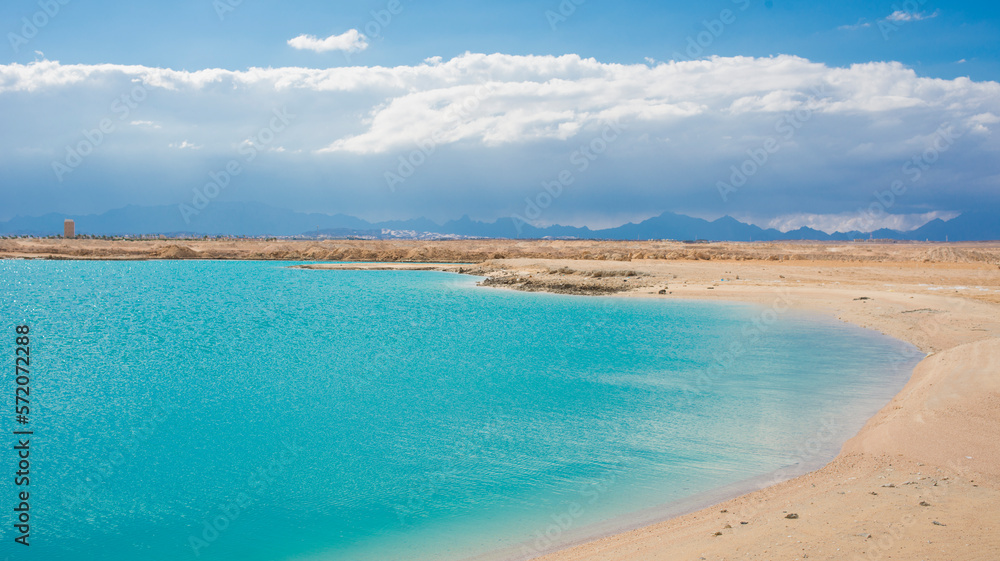 sandy beach and blue sky for banner background