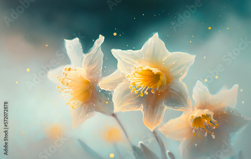 Spring daffodil flowers - Generative AI