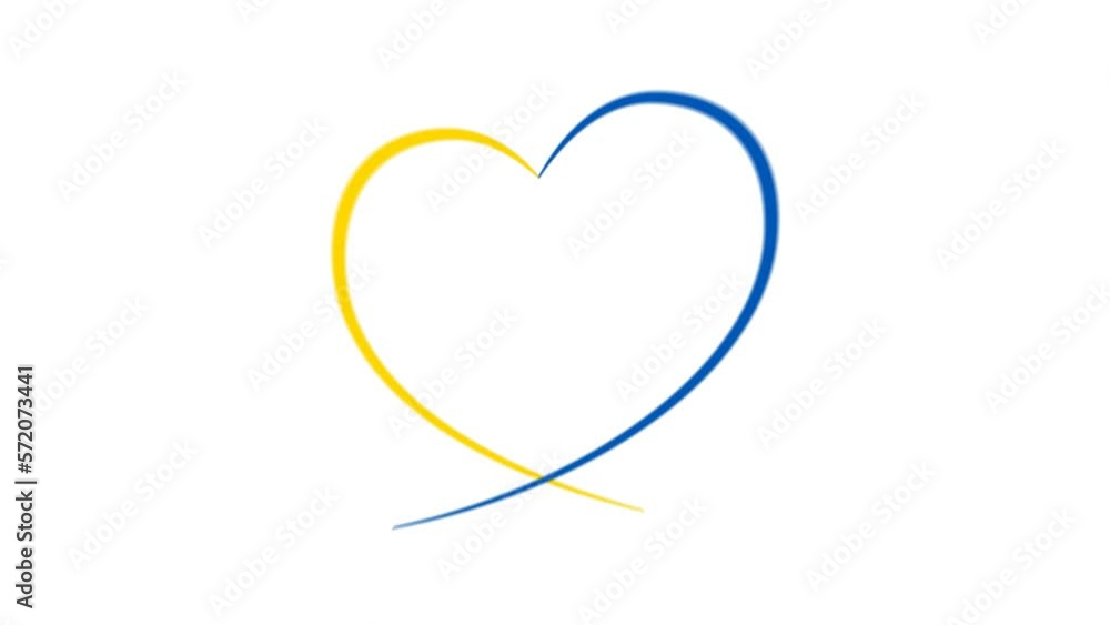 Yellow and blue outline of the heart in the colors of the Ukrainian flag. Looped animation on transparent background, alpha channel. Yellow and blue outline of the heart in the colors of the Ukrainian flag. Looped animation on transparent background, alpha channel.
