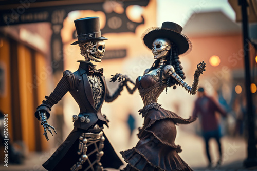 skeleton doll couple dancing