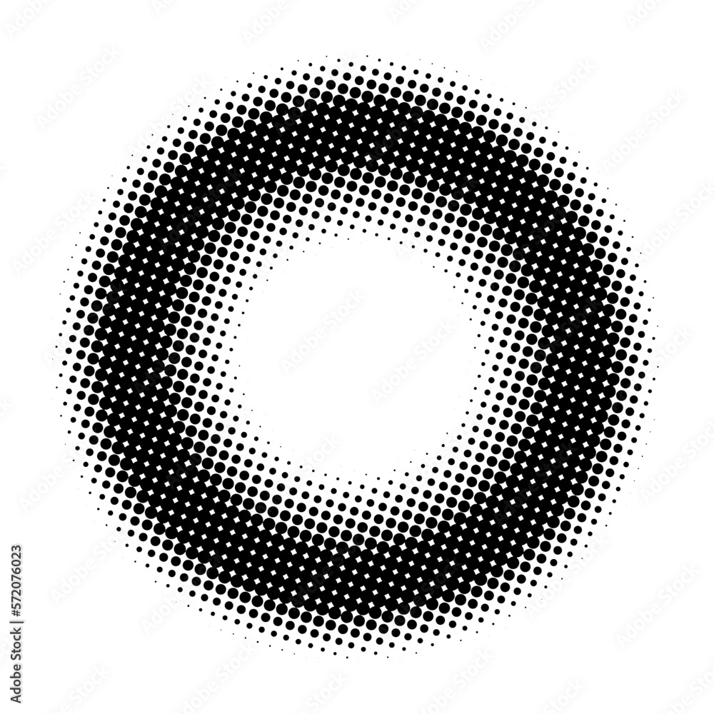 Halftone circle in pop art style for print and design. Vector illustration.