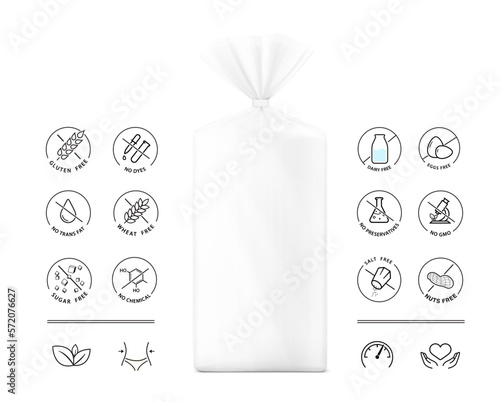 Realistic bag mockup with icon. Vector illustration isolated on white background ready and simple to use for your design. Mockup will make the presentation look as realistic as possible. EPS10.	