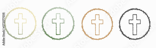 Graphic Easter Cross and wreath Clipart Set, Baptism Crosses DIY Invitation, Vector wedding clipart,  Holy Spirit, Religious