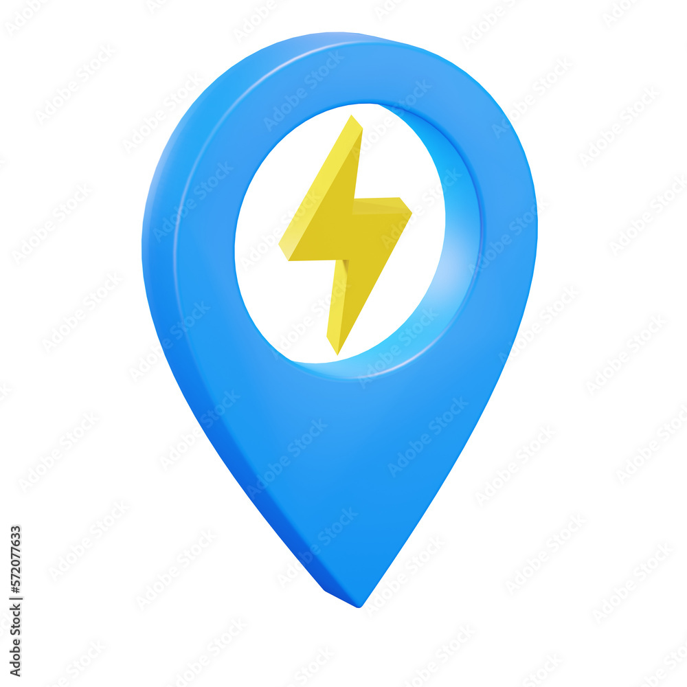electric vehicle pin location. isolated 3d render icon illustration electric vehicle pin location. isolated 3d render icon illustration