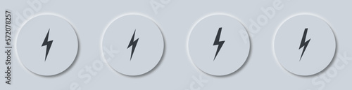Set lightning bolt button in neumorphism style.
