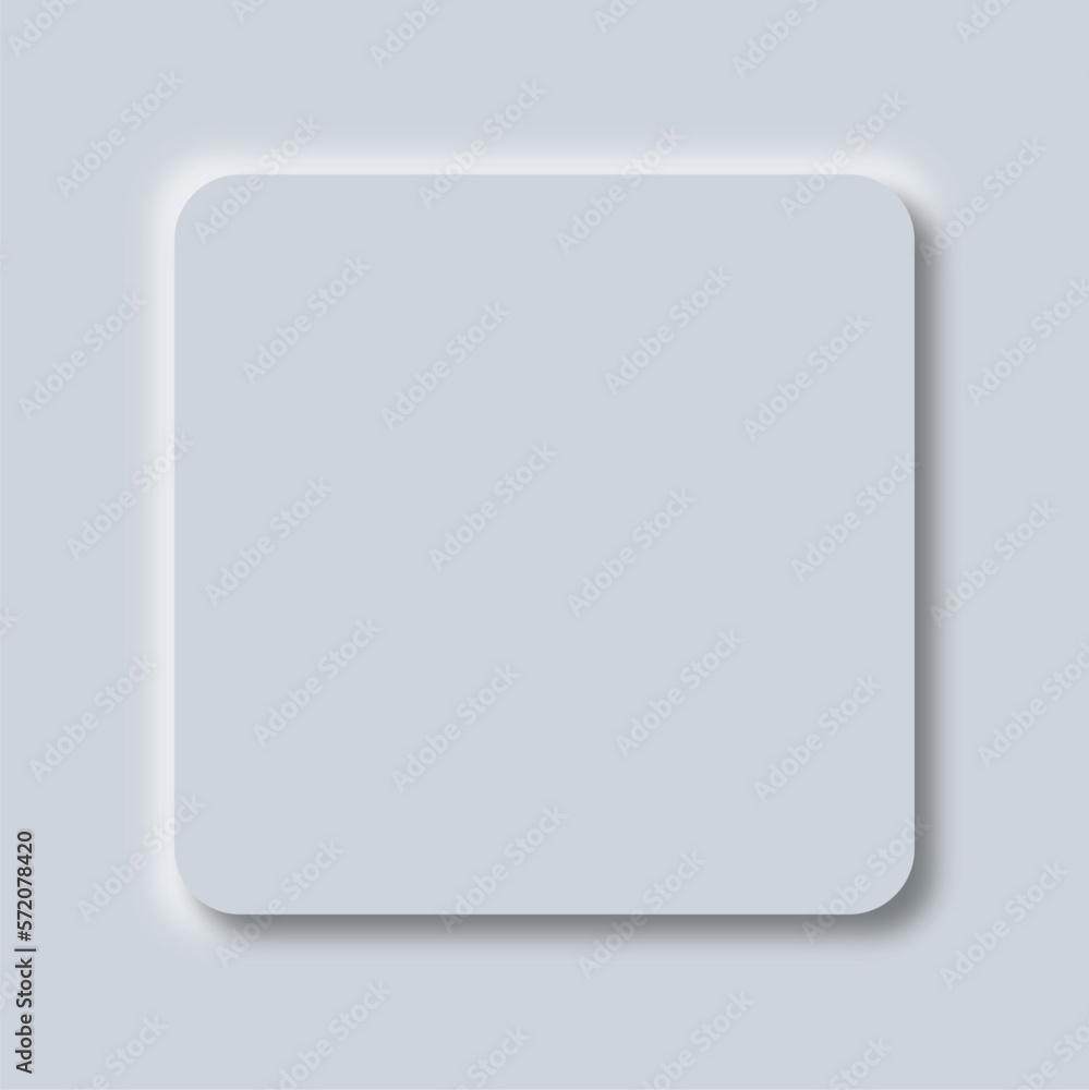 Buttons neumorphic design. Geometric shapes square. 3D style with shadow. Buttons neumorphic design. Geometric shapes square. 3D style with shadow.