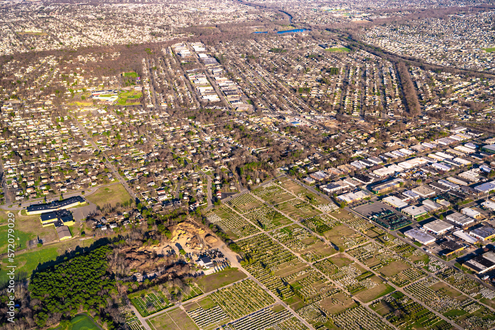 Overhead aerial view of Long Island New York communities