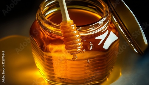 This mouthwatering close-up of a jar of honey is the perfect way to sweeten up your next project. Its delicious brightness and texture is sure to capture the attention of your viewers