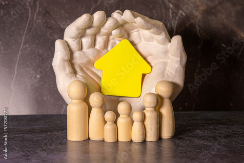 фотографія A concept of a row of generic people representing the love a large family