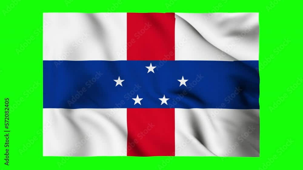 Flag of Netherlands Antilles waving isolated by the alpha channel(transparent background).Highly detailed fabric texture. Seamless loop in full 4K resolution.Netherlands Antilles flag. Flag of Netherlands Antilles waving isolated by the alpha channel(transparent background).Highly detailed fabric texture. Seamless loop in full 4K resolution.Netherlands Antilles flag.