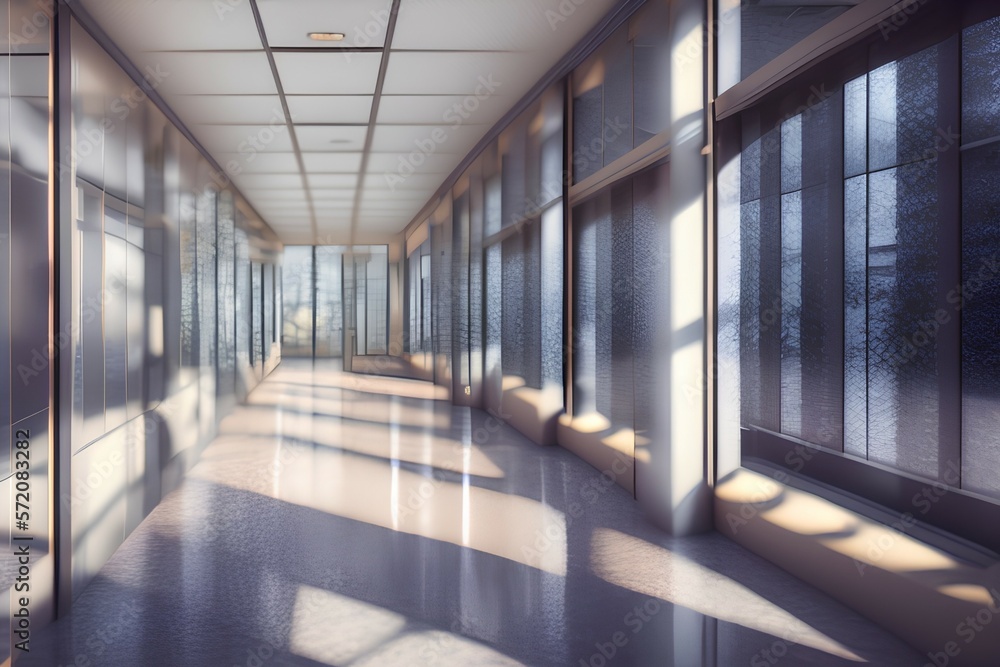 long corridor in building - Generate AI long corridor in building - Generate AI
