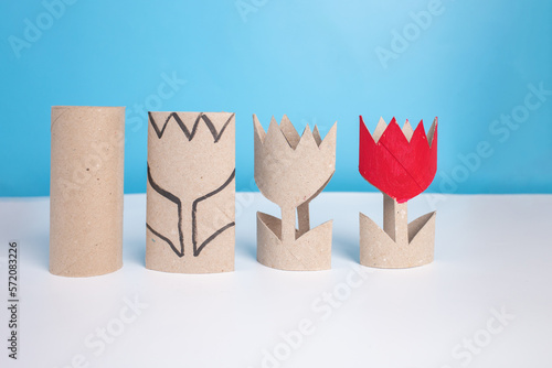 tulip paper craft, recycle concept photo