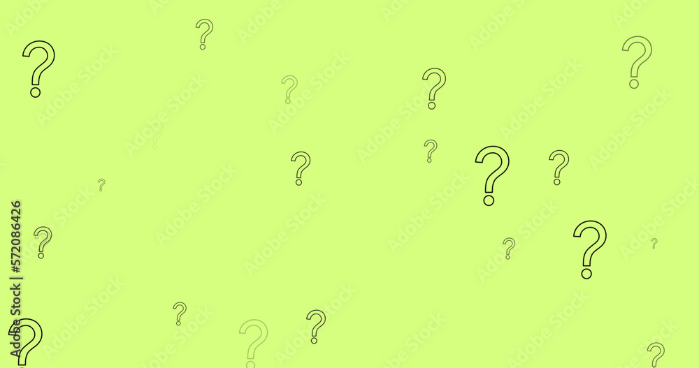 Image of white question marks icons on green background