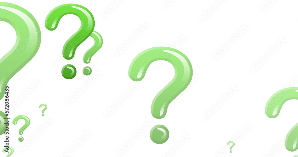 Image of green question marks icons on white background