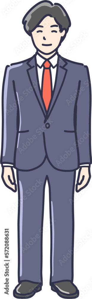 スーツ姿の男性イラスト　1人全身