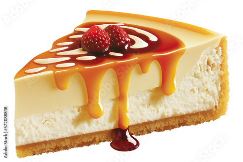 Delicious cheesecake cut out. Based on Generative AI photo